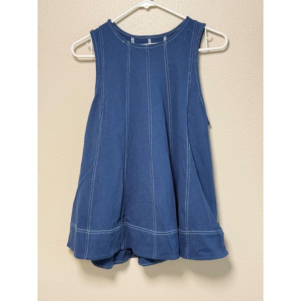 Free People FP Beach Blue Contrast Stitch Swing Tank Top Medium